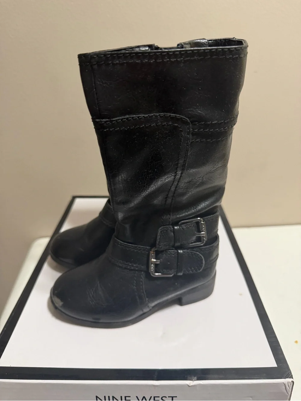 Nine West Girls Sassy Tran Black Riding Boots Girls Size 7M